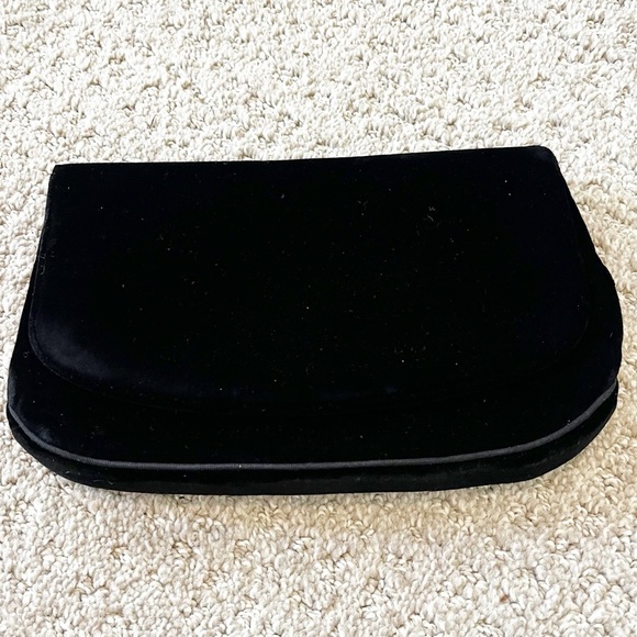 Vintage Morris Moskowitz Black Velvet Clutch Evening Formal Prom 50s Art Deco - Picture 1 of 9